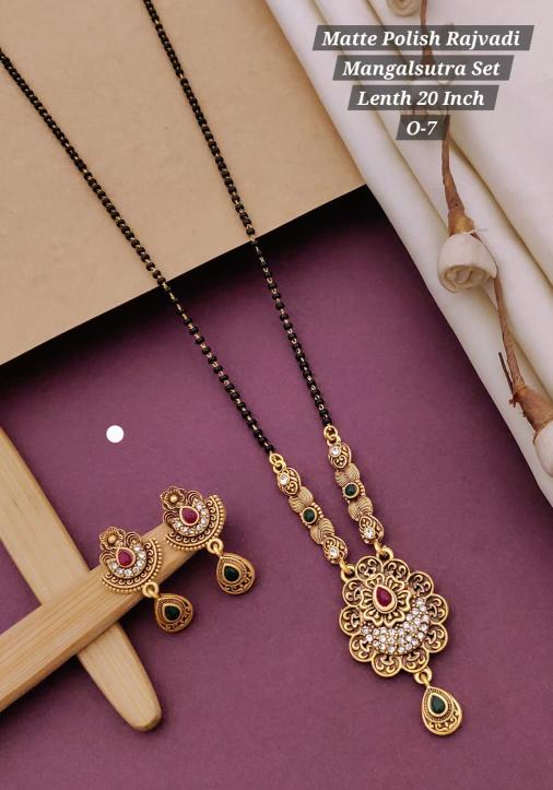 Matte polish rajvadi mangalsutra set lenth 20 inch O 7 High quality artificial jwellery Surat